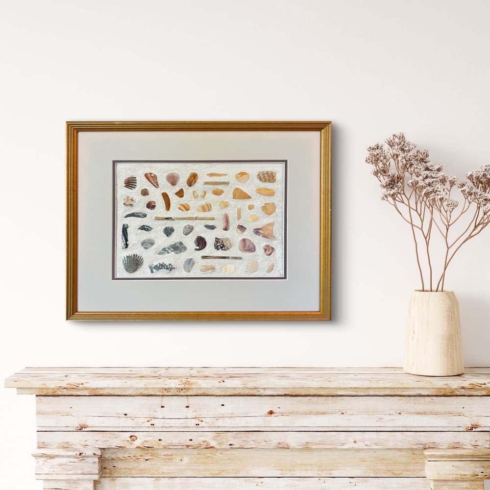 Coastal Eclectic Shell Wall Art, Outerbanks Seashells Beachy Home Decor Painting - Picture 1 of 6